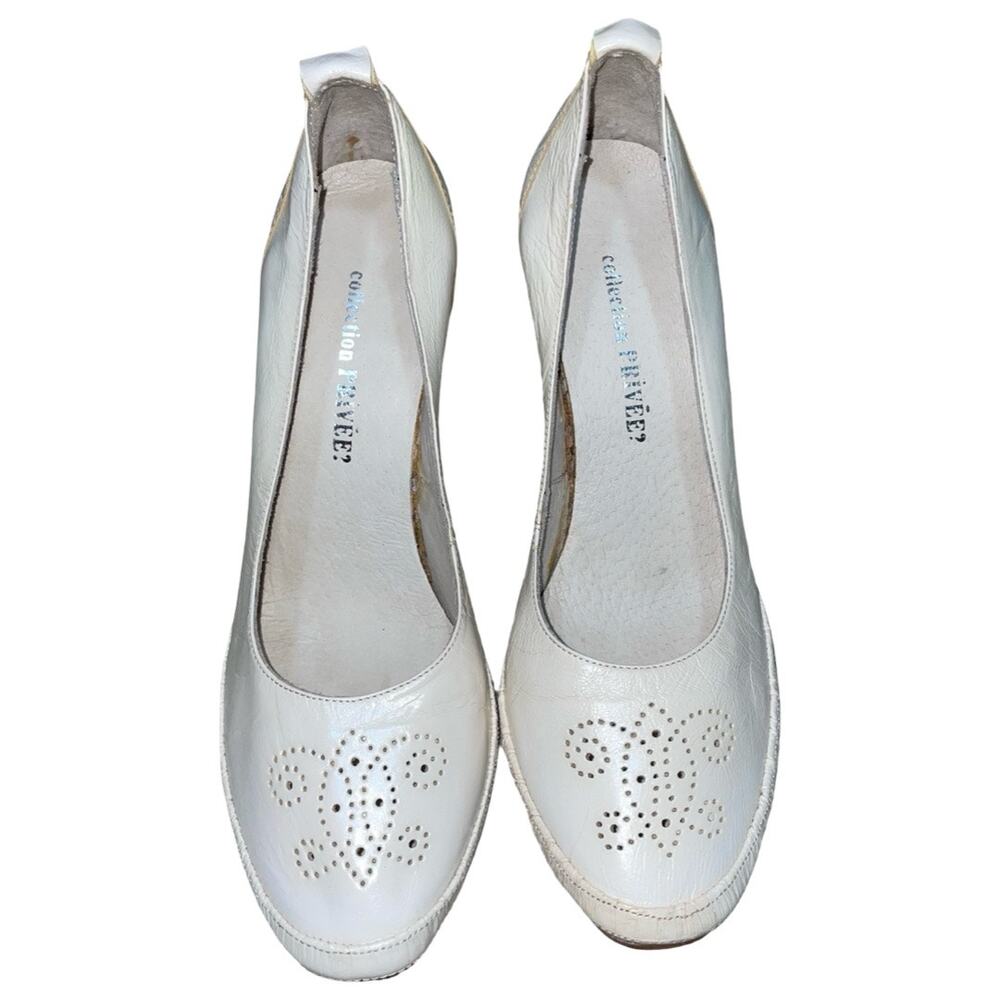 Collection Privee ? White Perforated Wedge Pumps    Size: EU 39 US 9